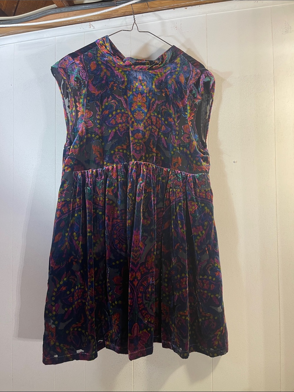 Multicolor Velvet Paisley Dress